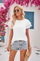 Summer Women Clothing Women Round Neck Cotton Double Layer Short Sleeved T shirt Casual Top