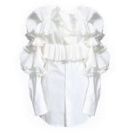 off Shoulder Top Summer Sweet Super Fairy Scheming Pleated Design White Women   Long Sleeve Shirt
