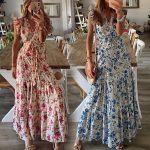 Spring Summer Women Sexy Print Lace-up Dress Women