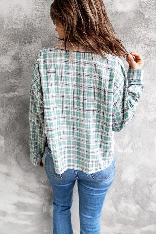 New Spring Casual Fashion Color Block Plaid Stitching Long Sleeves Collared Short Women Shirt Patchwork Macthing