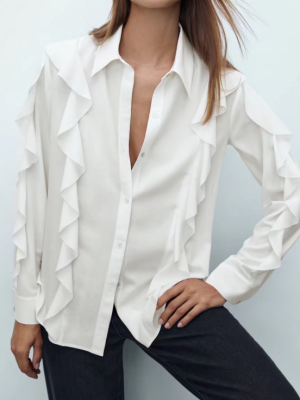 Women Clothing Street Elegant Cardigan Long Sleeve Collared Loose Women Shirt