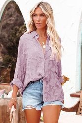 Lace Tulle Long-Sleeved Shirt Women Loose Casual Chiffon Shirt