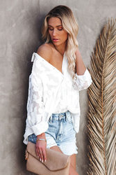 Lace Tulle Long-Sleeved Shirt Women Loose Casual Chiffon Shirt