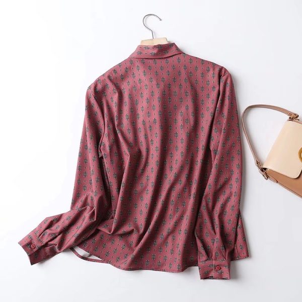 Autumn New Plain Peter Pan Collar Draping Women Casual Simple Long Sleeve Shirt