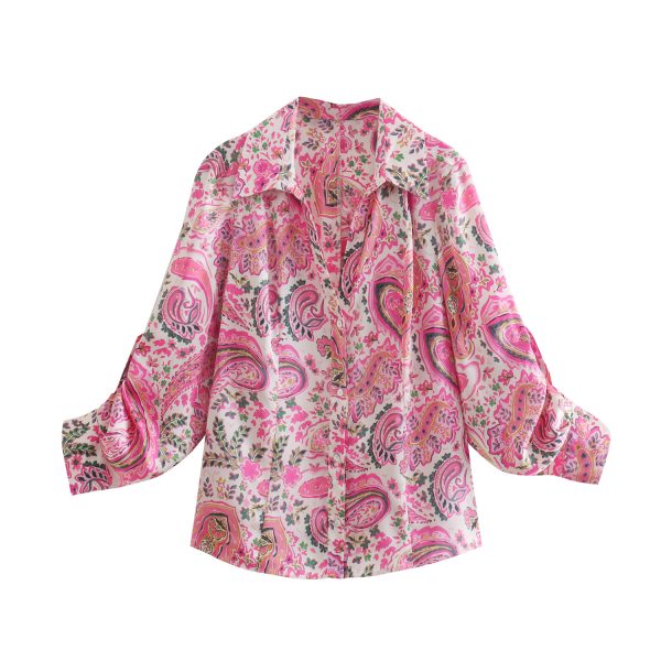 Spring Women Clothing Slimming Printed Shirt