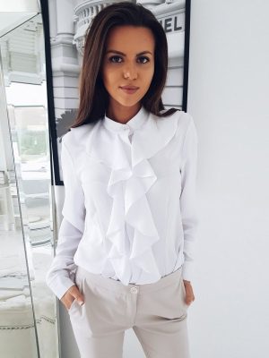 Women Clothing New  Long Sleeve Ruffled V-neck Shirt