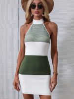 Spring Summer  New  Striped Slim Fit Tied  Sexy Backless Women Knitwear