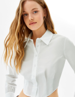 Summer Poplin Shirt Single-Breasted Short Top