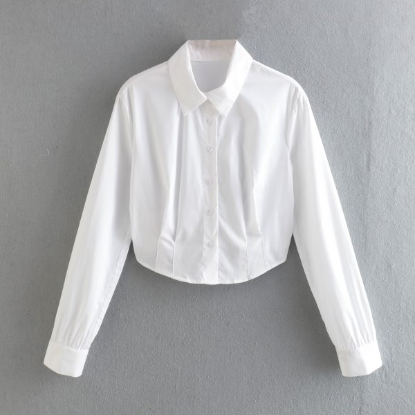 Summer Poplin Shirt Single-Breasted Short Top