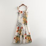 Sundress Spring Summer Fashionable Elegant Women Printed Ruffled Spaghetti Straps Maxi Dress