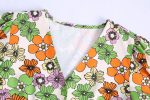 Summer Women Clothing Floral Printed V-neck Puff Sleeve Short Shirt Top