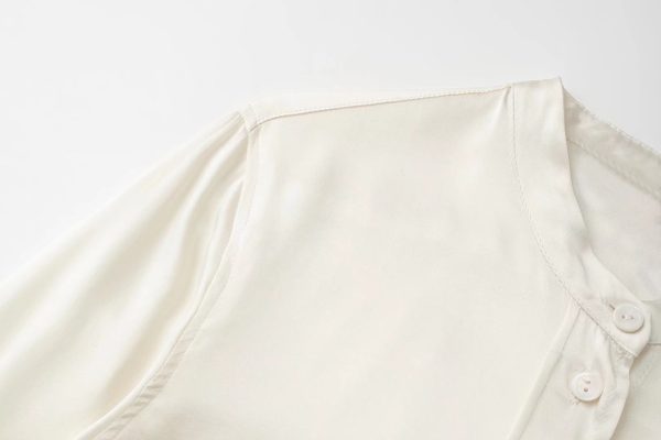 Summer Wind Women White Long Sleeve Silk Textured Shirt