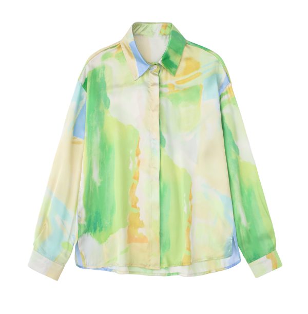 Amoi Women Long-Sleeved Tie-Dye Printed Shirt