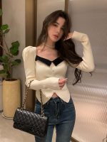 French Vintage Knitted Sweater Women Outwear Casual Long Sleeve Slim Pullover