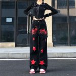 New Flame Star Print Women Jeans High Street Retro Hip Hop Style Baggy