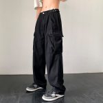 New pocket cargo pants women retro high street loose hip hop sweatpants