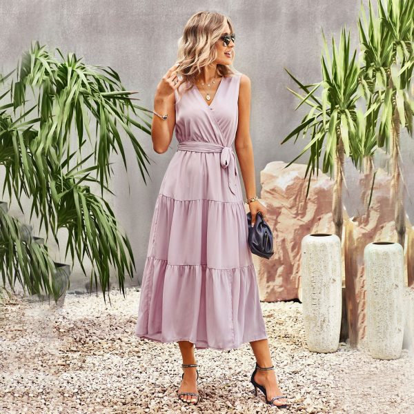 Designed Elegant Sleeveless Swing Dress Spring Summer