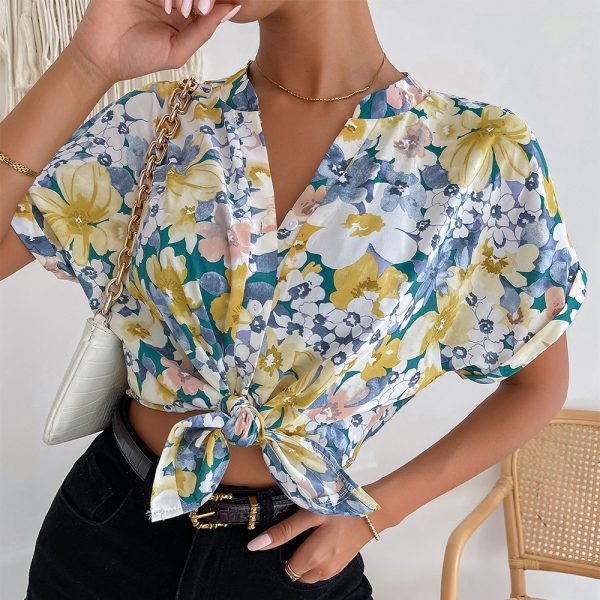 Printed Top Summer Casual Vacation Women Shirt