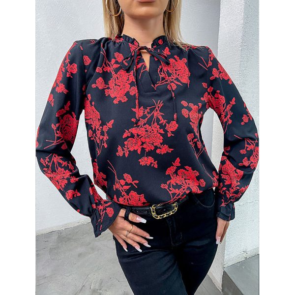 Hawaiian Shirt Beach Slim Fit Printing Women Long Sleeved Blouse