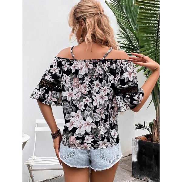 Women Clothing Casual Office off-Neck Printed Shirt