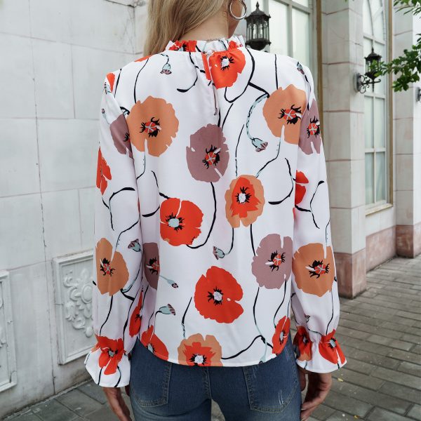 Women Clothing Spring Autumn Long Sleeve Top Floral Print Shirt