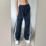 Summer Personalized Casual Contrast Color Loose Ribbon Closed Woven Pants