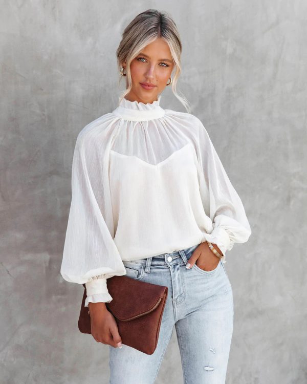 Supply High Neck Lantern Long Sleeve Top Casual Bottoming Shirt