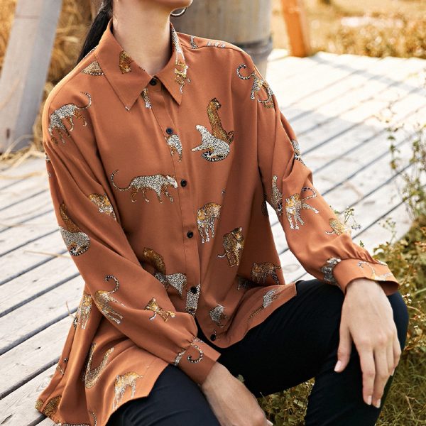 Spring Autumn Women Korean Shirt Wrinkle Draping Shirt for Women