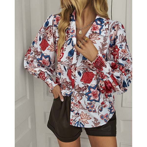 Printed Top Spring Summer Long Sleeves Shirt Bohemian Women