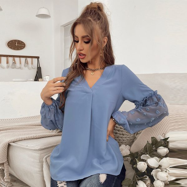 Casual Office Top Summer Stitching Long-Sleeved Shirt Casual Vacation