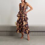 Sexy V neck Dress with Shoulder Straps Backless Stitching Printed Waist Controlled Slim Dress Women