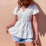 Women Summer Tops Casual Simple White Shirt