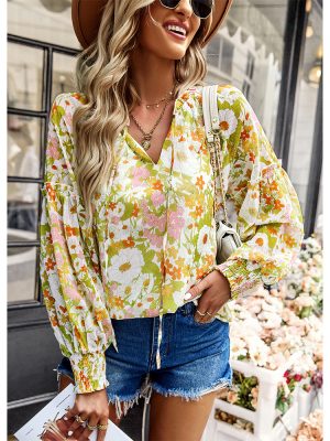 Office Women Shirt Spring Autumn Four Seasons Printing