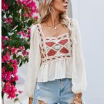 Summer Crocheted Hollow Out Cutout Embroidered Top