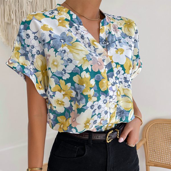 Printed Top Summer Casual Vacation Women Shirt