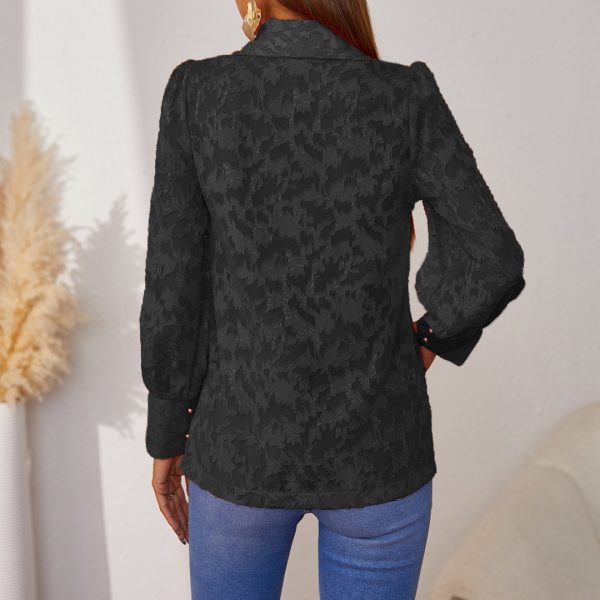 Women French Polo Lace Shirt Spring Autumn Long Sleeve Niche Chic Inner Shirt for Women