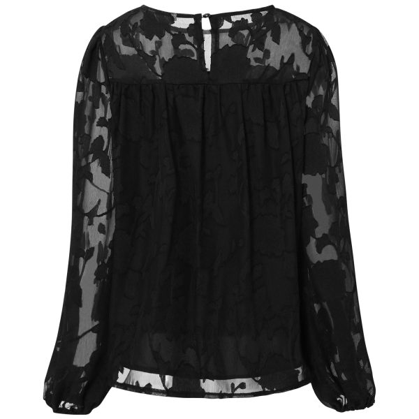 Autumn Winter Jacquard round Neck Top Women Women Clothing Loose Chiffon Shirt