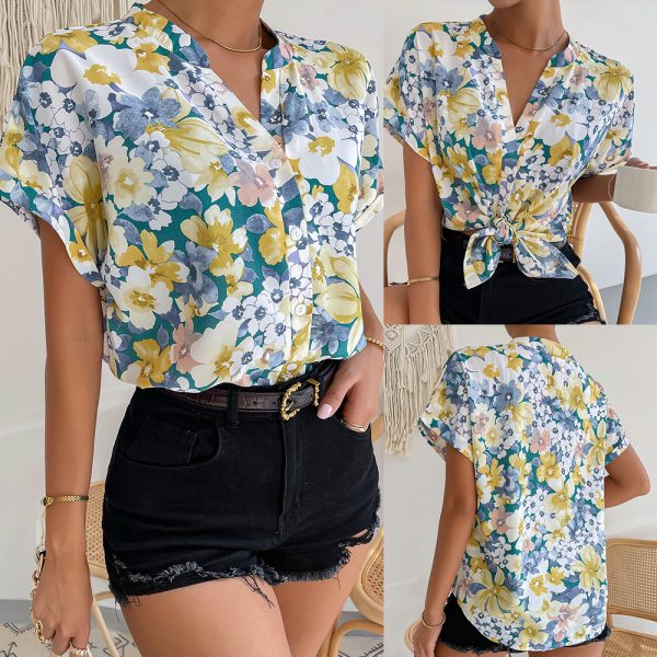 Printed Top Summer Casual Vacation Women Shirt