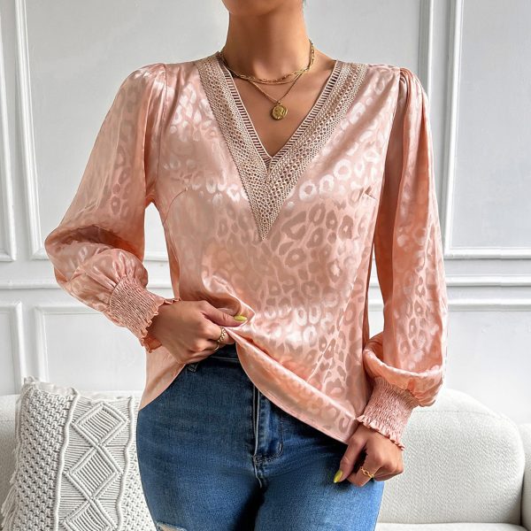 Design Lace V neck Patchwork Sexy Top Spring Summer Shirt