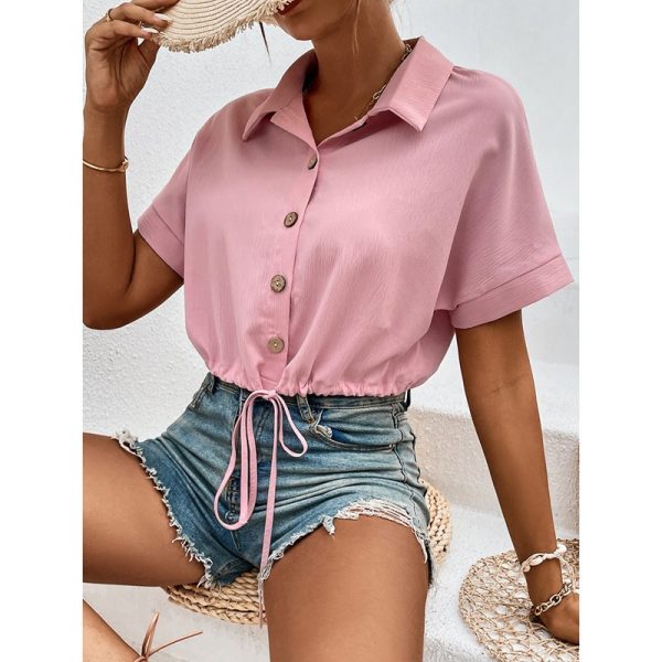 Loose Casual Polo Short Sleeve Collared T shirt for Women