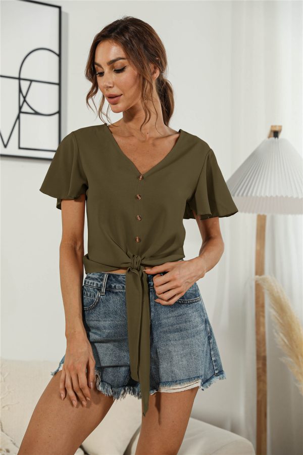 Summer Sexy V-neck Lace-up Top