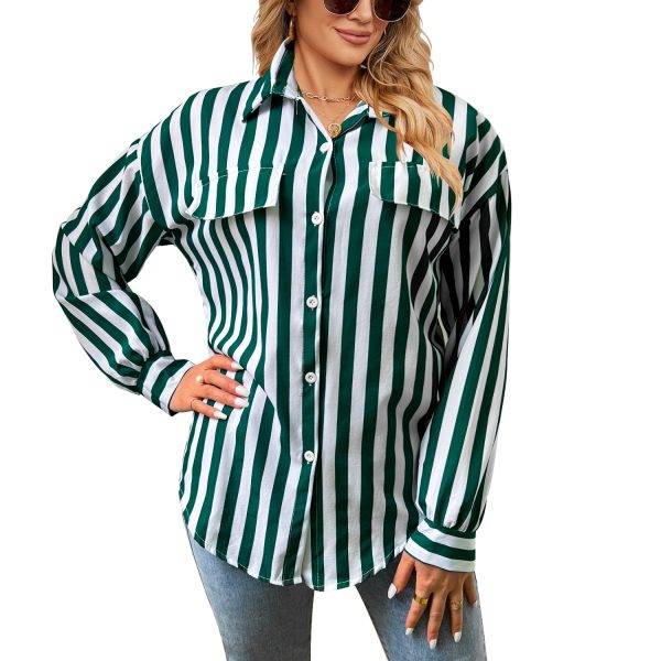 Women Spring Summer Printed Shirt Striped Top