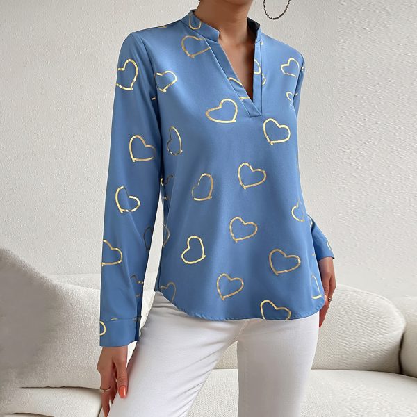 Printed Shirt Women Spring Summer Office Long Sleeved Top