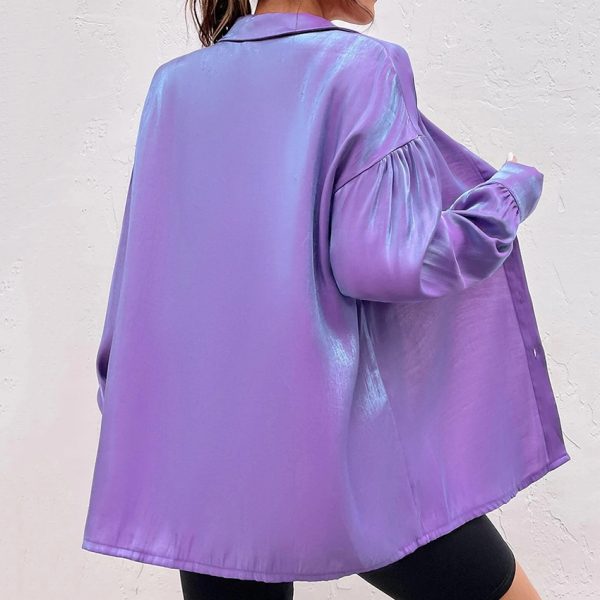 Early Autumn Shirt Purple Loose Long Sleeve Collared Temperamental Minority Fashionable All Match Shirt Women Clothing