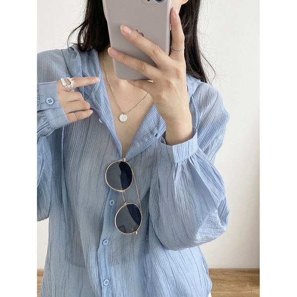 Solid Color Hooded Sunscreen Shirt for Women Summer Refreshing Loose Comfortable Lazy Shirt