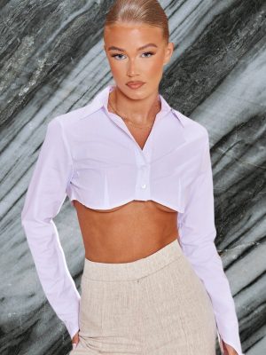 Sweet Sexy Sexy Solid Color Women  Clothing Ultra Short cropped Shirt Women