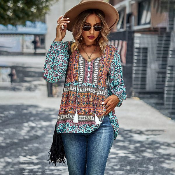 Bohemian Casual Vacation Top Spring Autumn Four Seasons Shirt