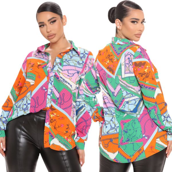 Casual Digital Printing Multi-Color Women Shirt