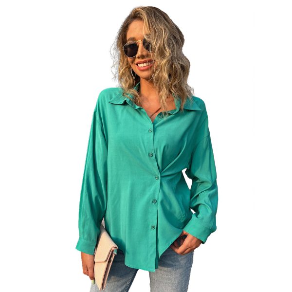 Women Clothing Shirt Summer Breasted Loose Long Sleeve plus Size Top for Women