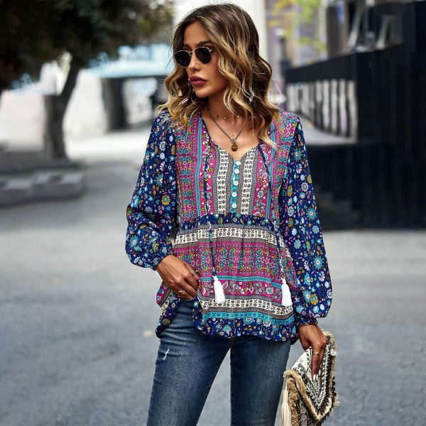 Bohemian Casual Vacation Top Spring Autumn Four Seasons Shirt